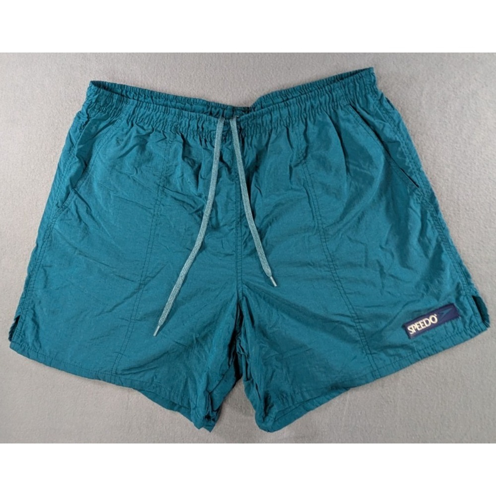 Speedo Mens Vintage 90s Retro Swim Trunks Shorts Large Teal Green